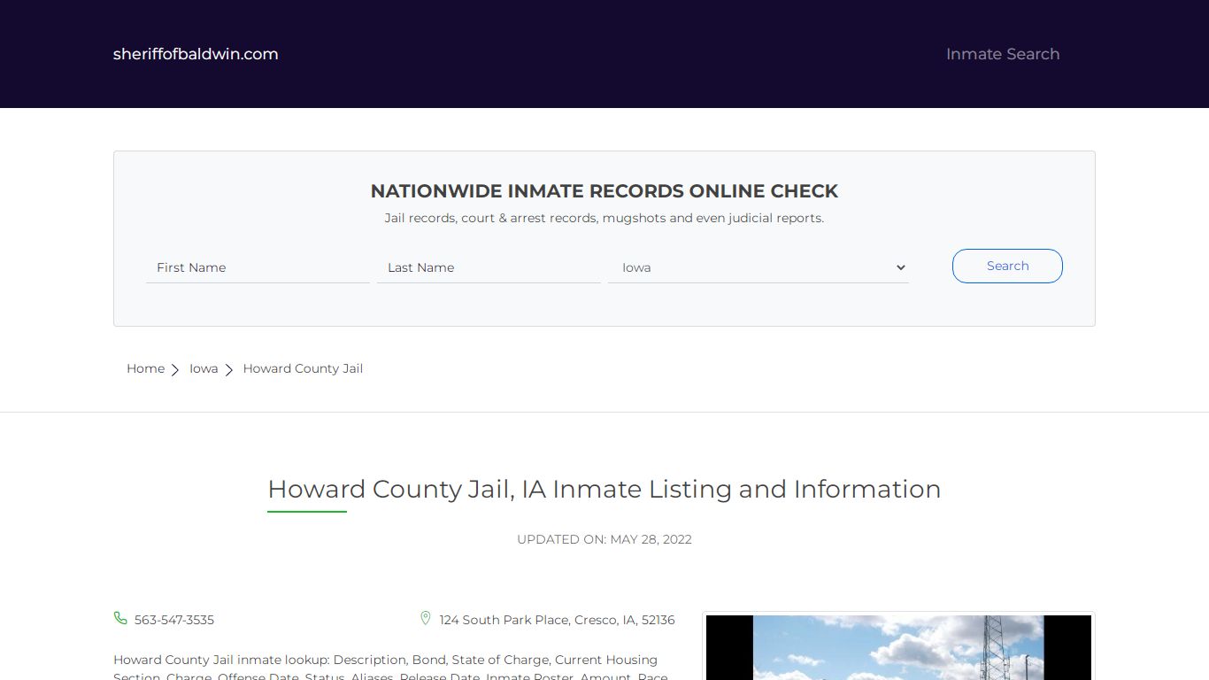 Howard County Jail, IA Inmate Listing and Information